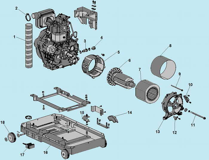 1 ЯКОРЬ - СТАТОР - БЛОК AVR ГЕНЕРАТОР CHAMPION DG6501ES +ATS