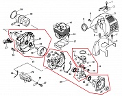 1 ПОРШЕНЬ - ЦИЛИНДР - КАРТЕР - КОЛЕНВАЛ - САЛЬНИК - ПРОКЛАДКИ МОТОКОСА ECHO SRM-265TES