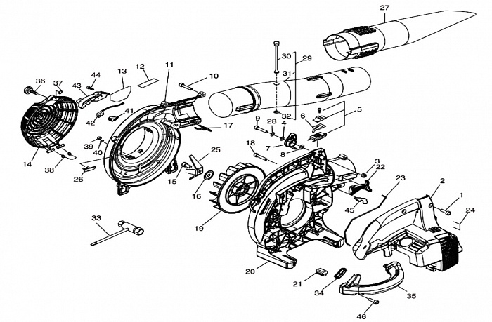 5 КРЫЛЬЧАТКА - ТРУБА ВОЗДУХОДУВКА ECHO ES-250ES