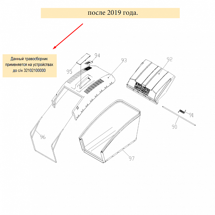 3 | ТРАВОСБОРНИК | Запчасти для газонокосилки чемпион |  LM5345BS  после 2019 года до с/н 32102100000 |  Поставка запчастей по России | Сервис - Ремонт |